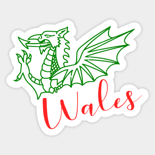 WALES RED DRAIG GOCH RED DRAGON GREEN Sticker